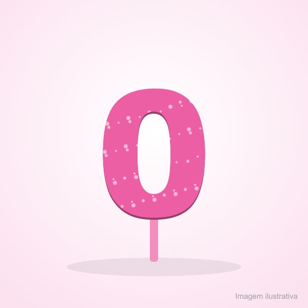 Vela Topper Glitter Número 0 Rosa