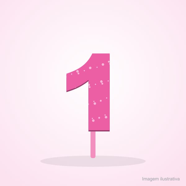 Vela Topper Glitter Número 1 Rosa