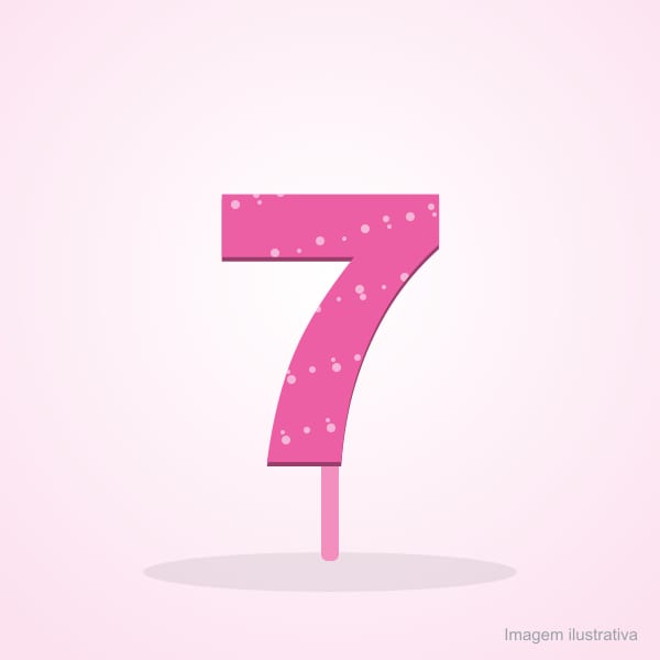 Vela Topper Glitter Número 7 Rosa