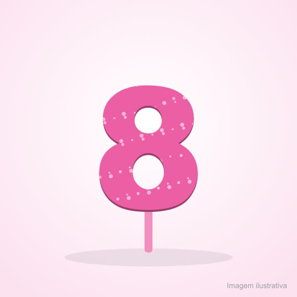 Vela Topper Glitter Número 8 Rosa